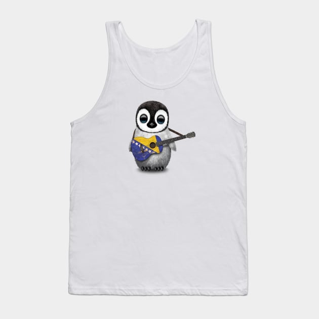 Baby Penguin Playing Bosnian Flag Guitar Tank Top by jeffbartels